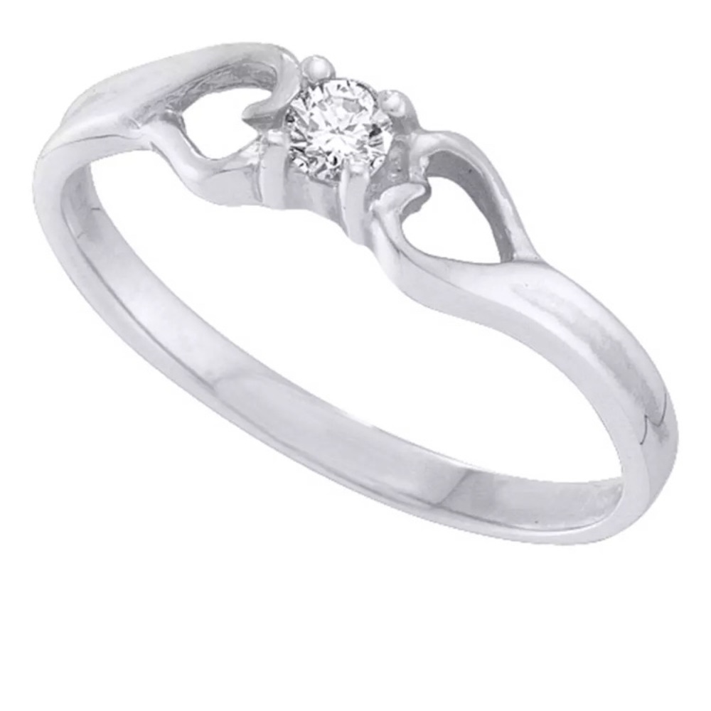 10k Diamond Solitaire Heart Bridal Ring 1/10 Cttw